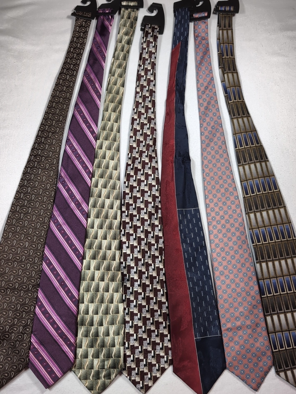 Men's Assorted Patterned Silk Ties - Pink, Purple, Blue, Brown, Red